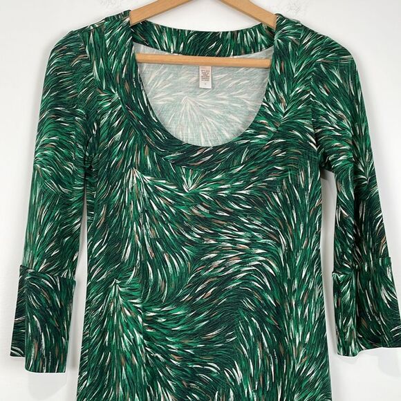Diane von Furstenberg Vintage 0 Dress 100% Silk 3/4 Sleeve Dress Green Peacock - Picture 4 of 8